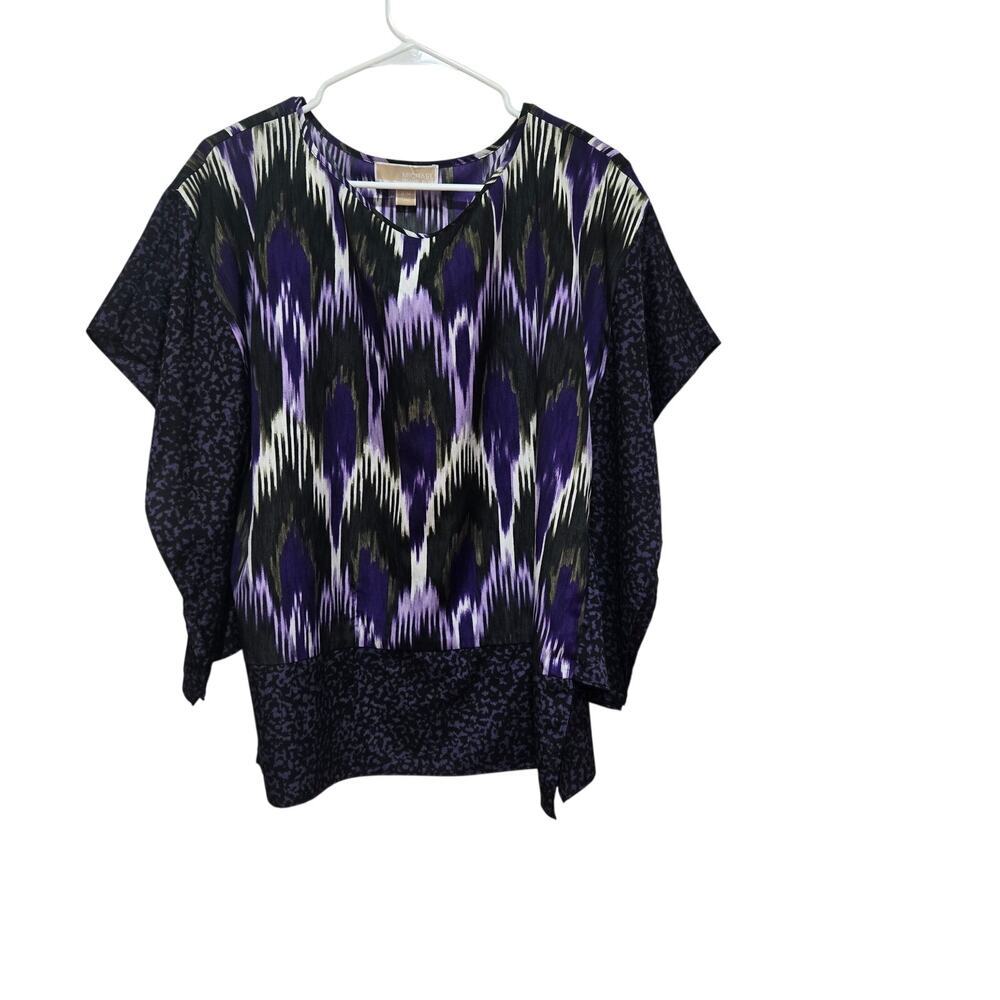 Michael Kors Mixed Print Blouse S/M Poncho Sleeve Boho Top